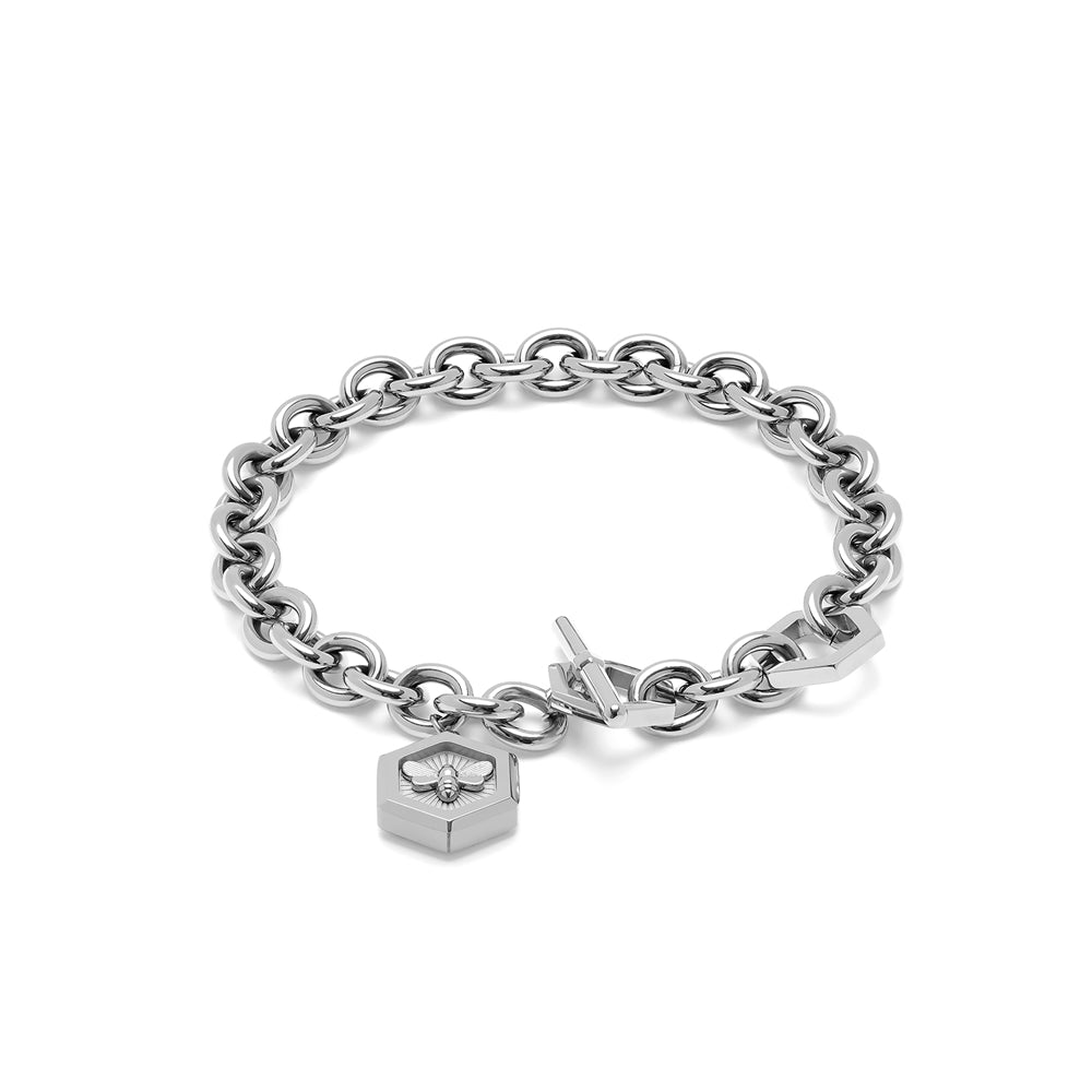 Olivia Burton Silver Bee and Honeycomb Toggle Bracelet