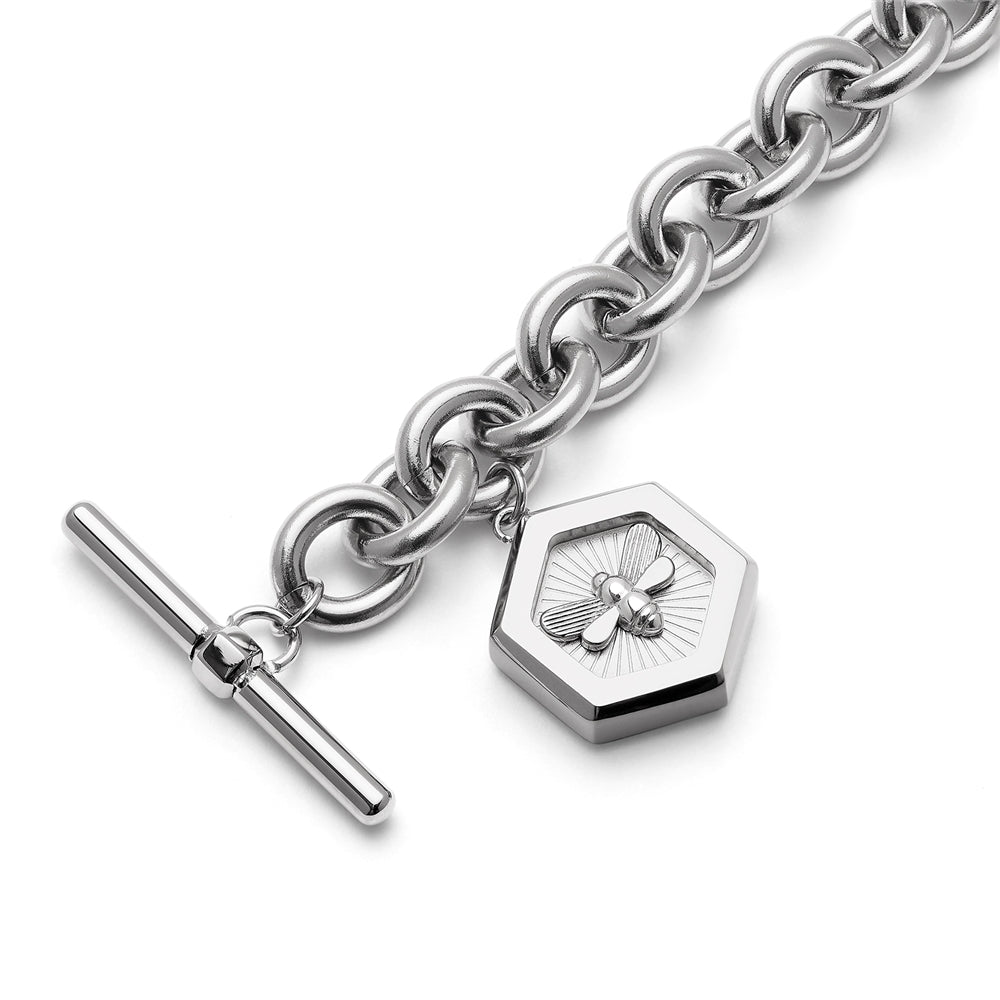 Olivia Burton Silver Bee and Honeycomb Toggle Bracelet