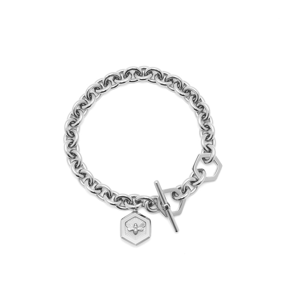 Olivia Burton Silver Bee and Honeycomb Toggle Bracelet