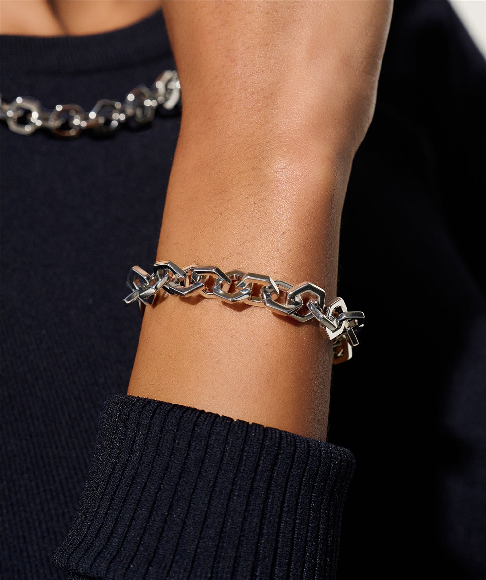 Olivia Burton Silver Honeycomb Detail Link Bracelet