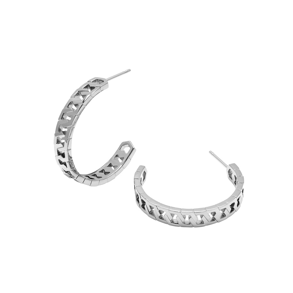 Olivia Burton Silver Honeycomb Detail Hoop Earrings