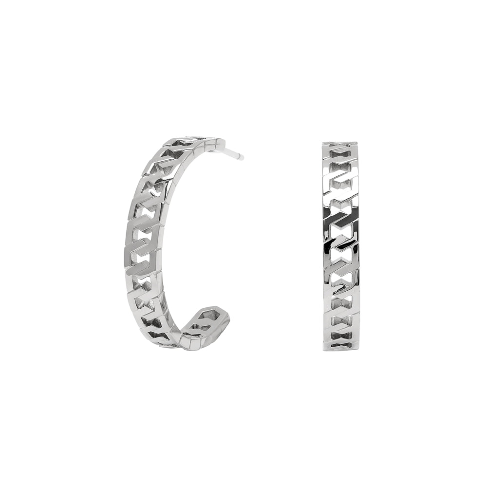 Olivia Burton Silver Honeycomb Detail Hoop Earrings