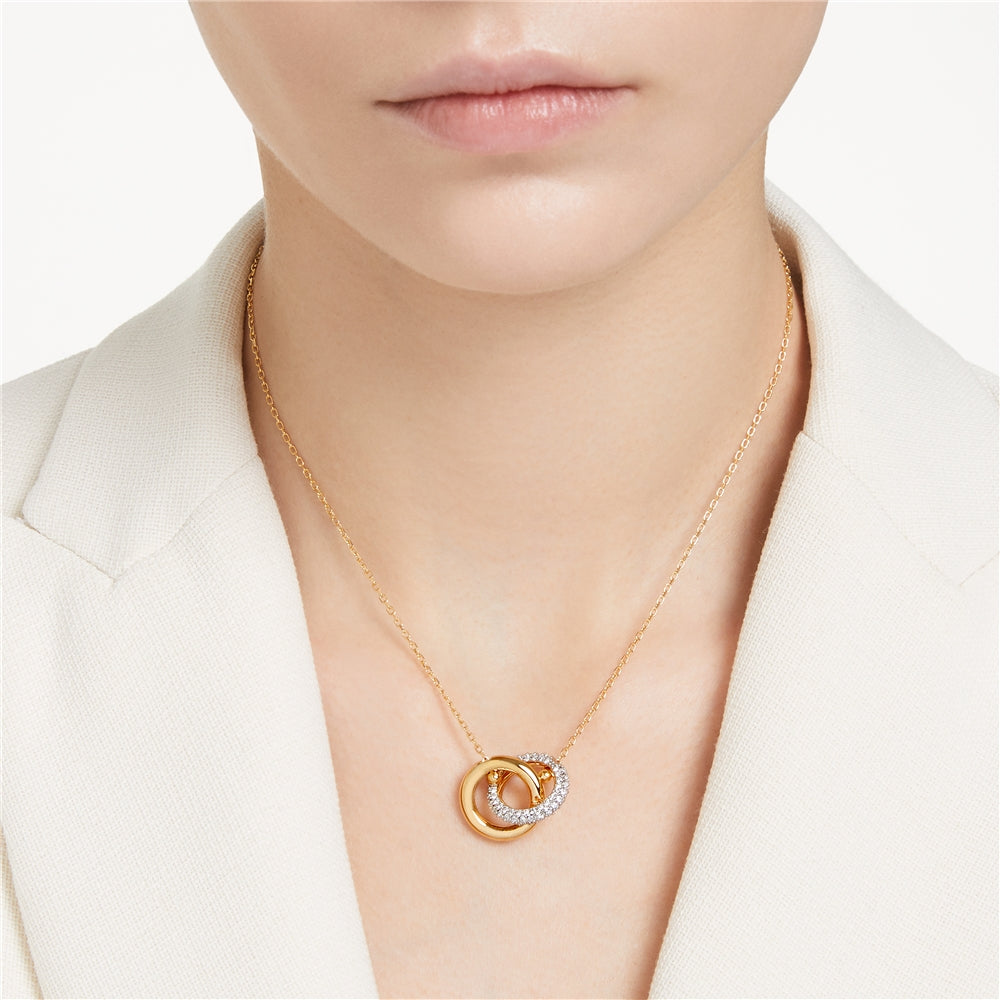 Swarovski Dextera Gold Interlocking Loop Pendant Necklace