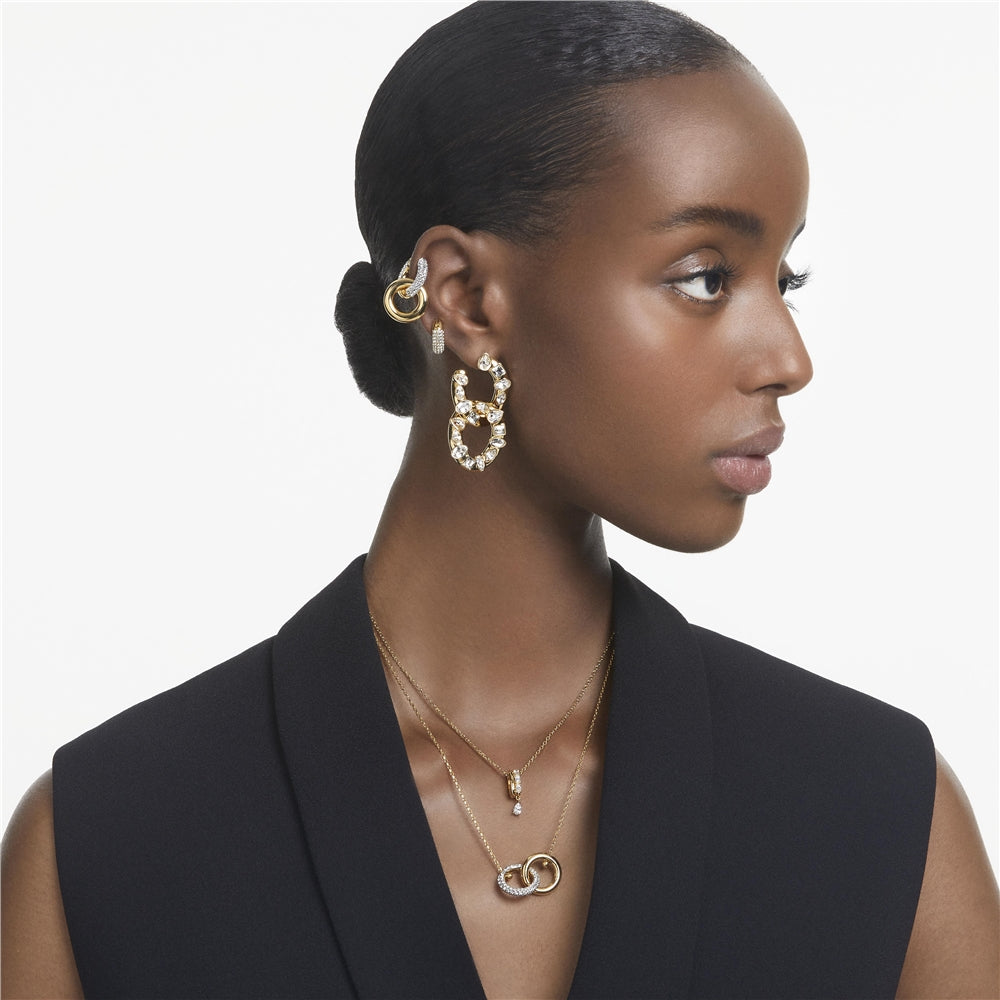 Swarovski Dextera Gold Interlocking Loop Pendant Necklace