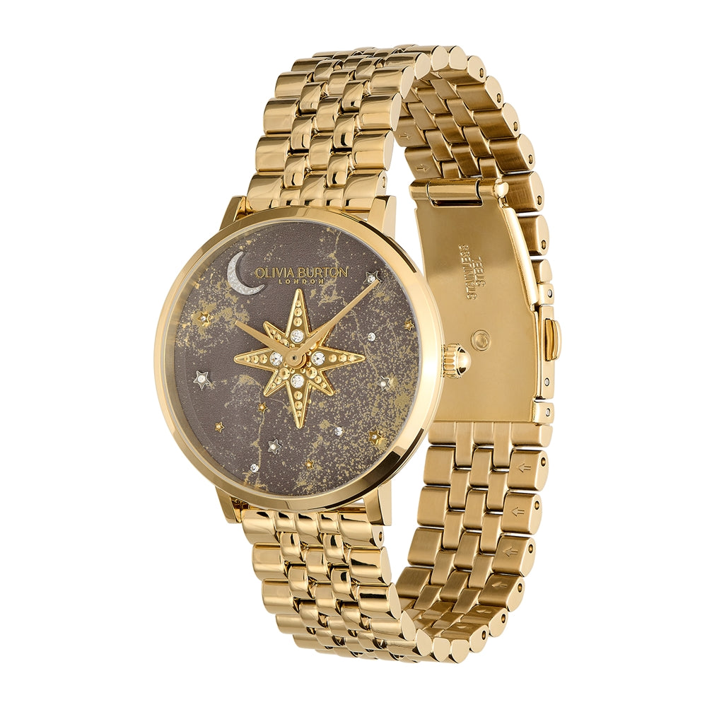 Olivia Burton Gold Celestial Nova 5 Link Watch