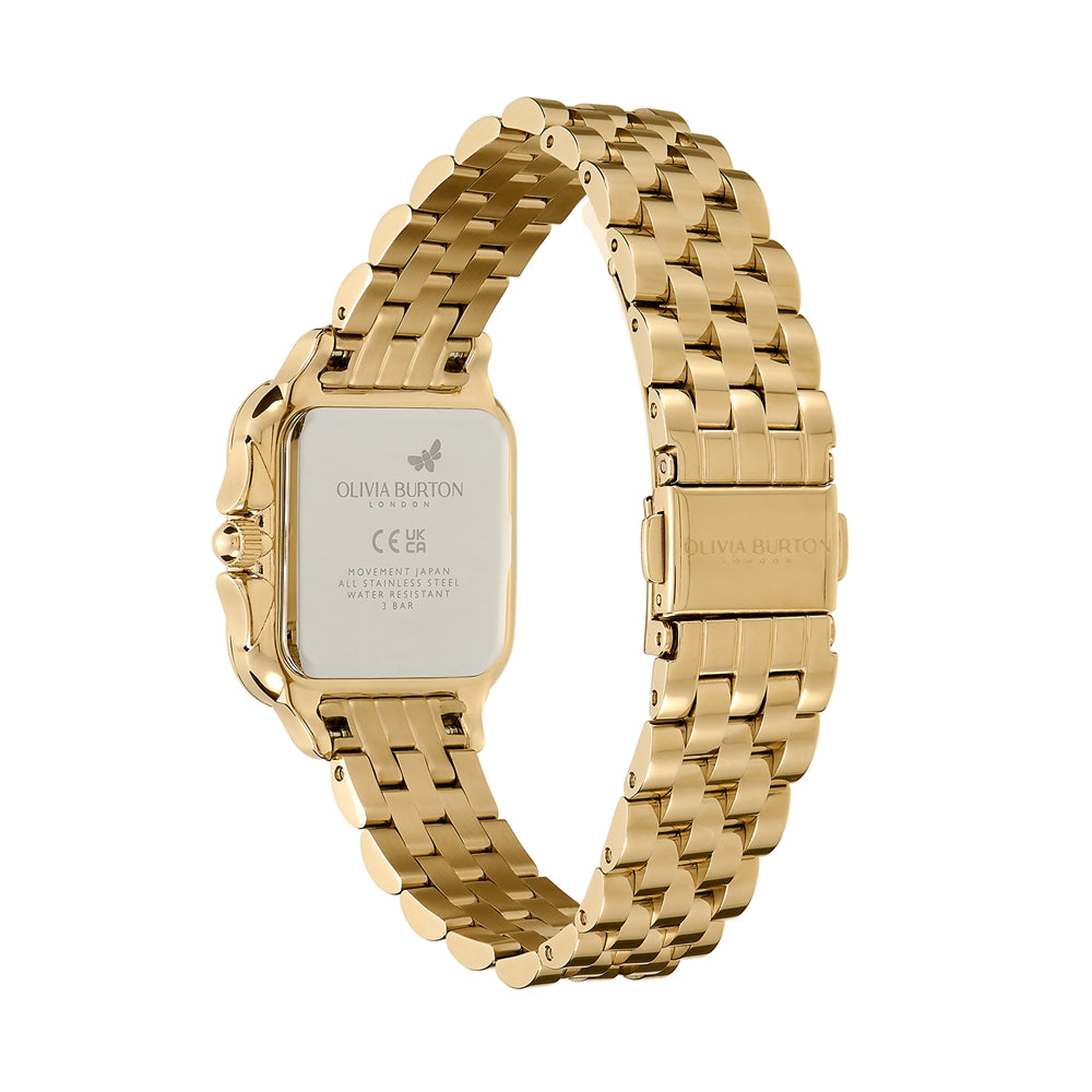 Olivia Burton Gold Square Light Gold Sunray Dial Watch