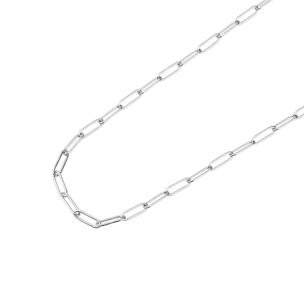 Argento Silver 46CM Paper Clip Necklace 