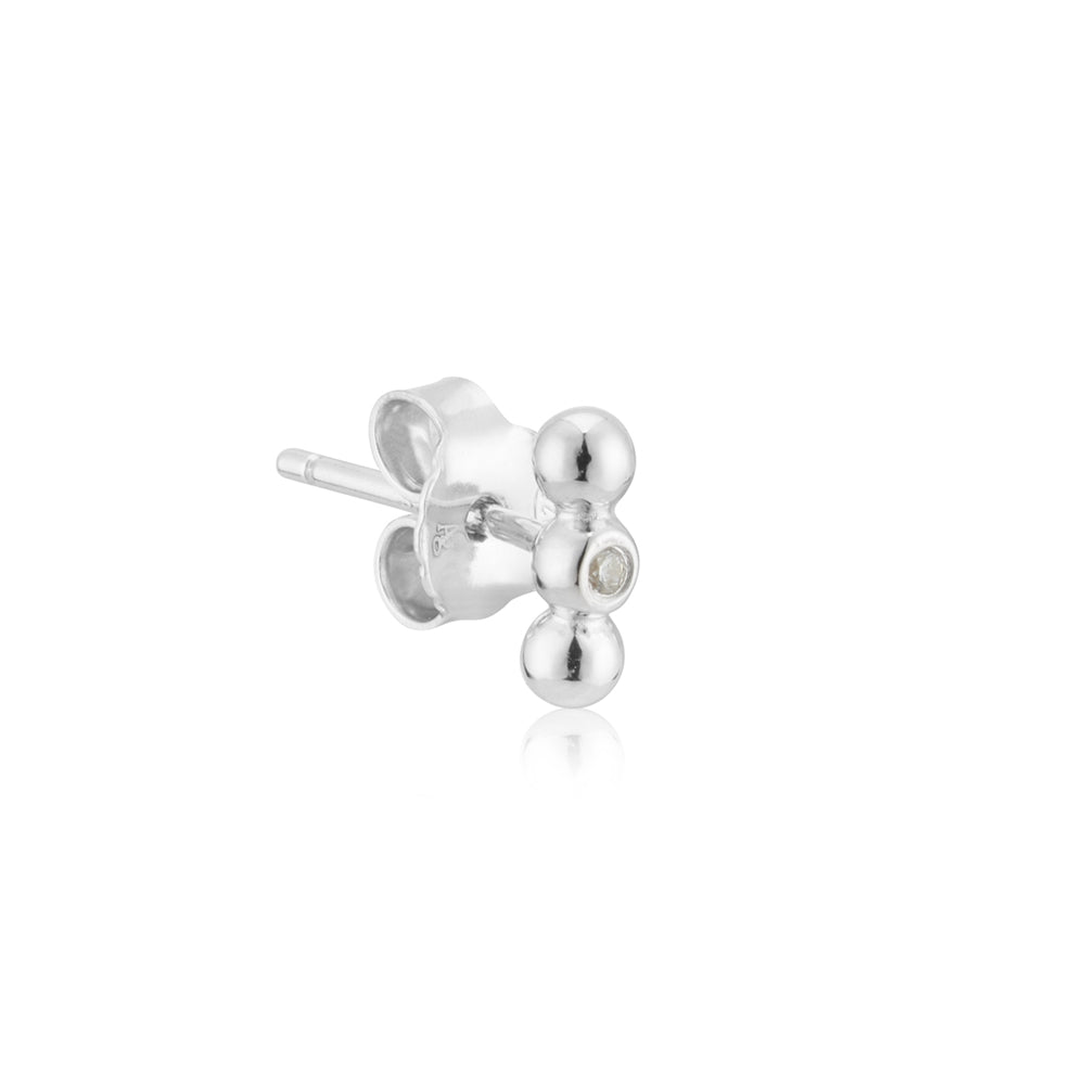 Argento Silver Bubble CZ Bar Stud Earrings