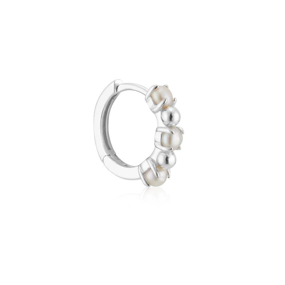 Argento Silver Petite Pearl Hoop Earrings