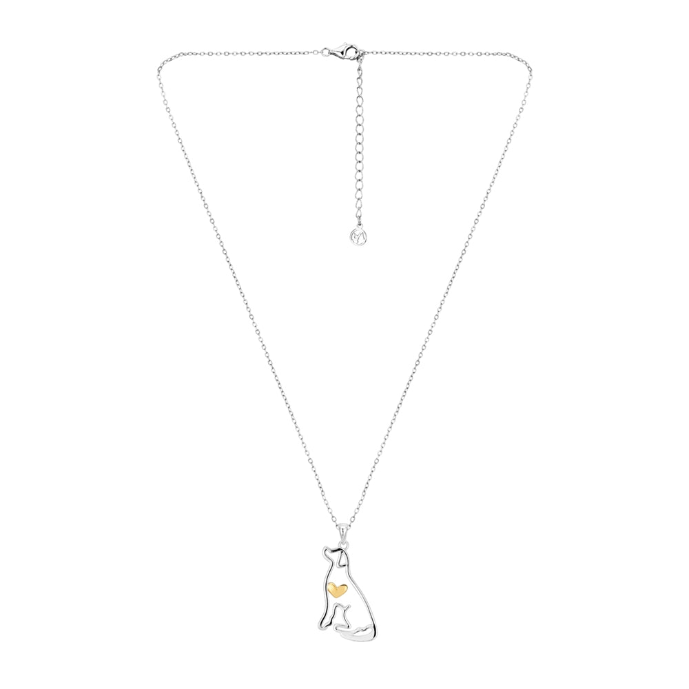Argento Silver Dog With Gold Heart Necklace