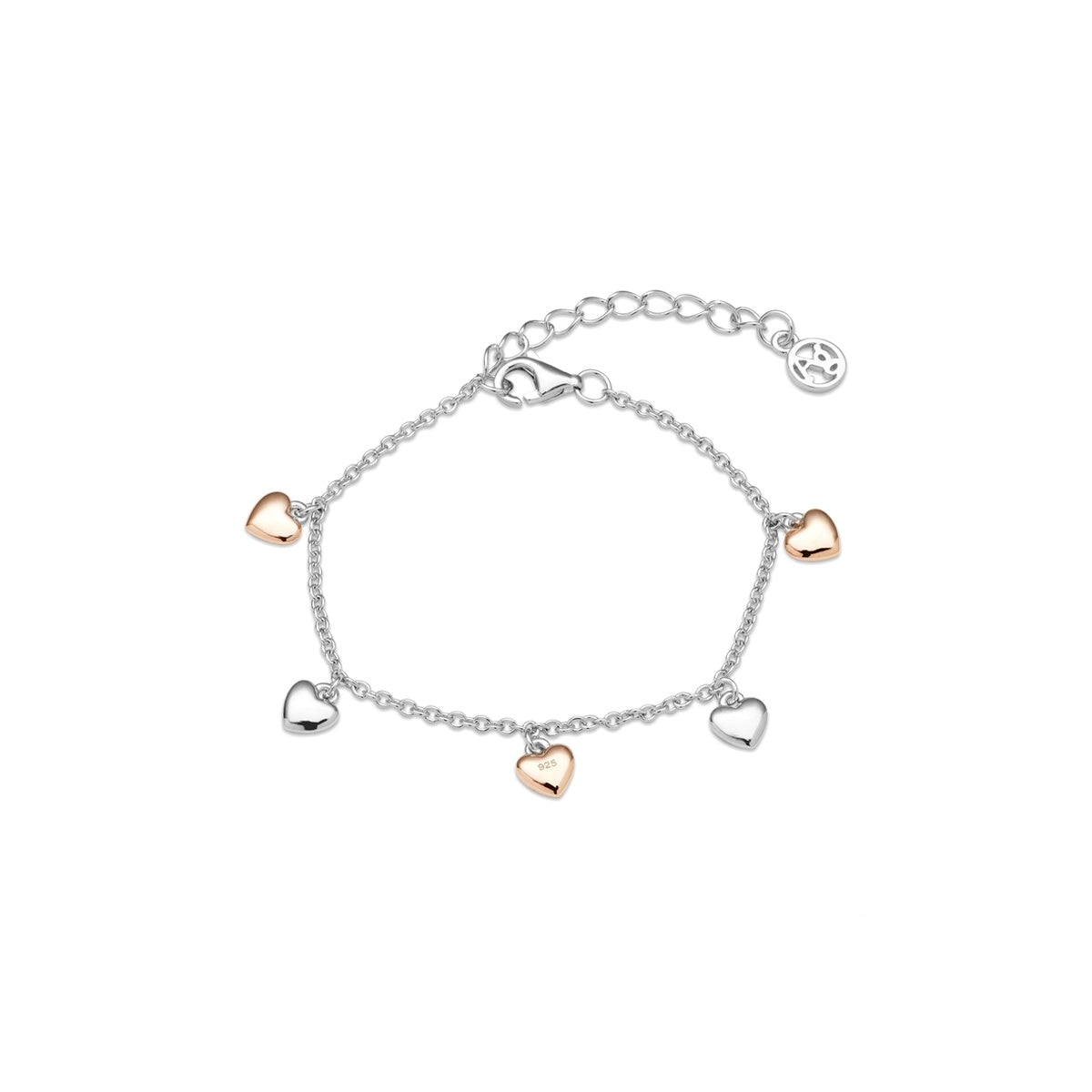 Argento Silver and Rose Gold Kids Heart Bracelet