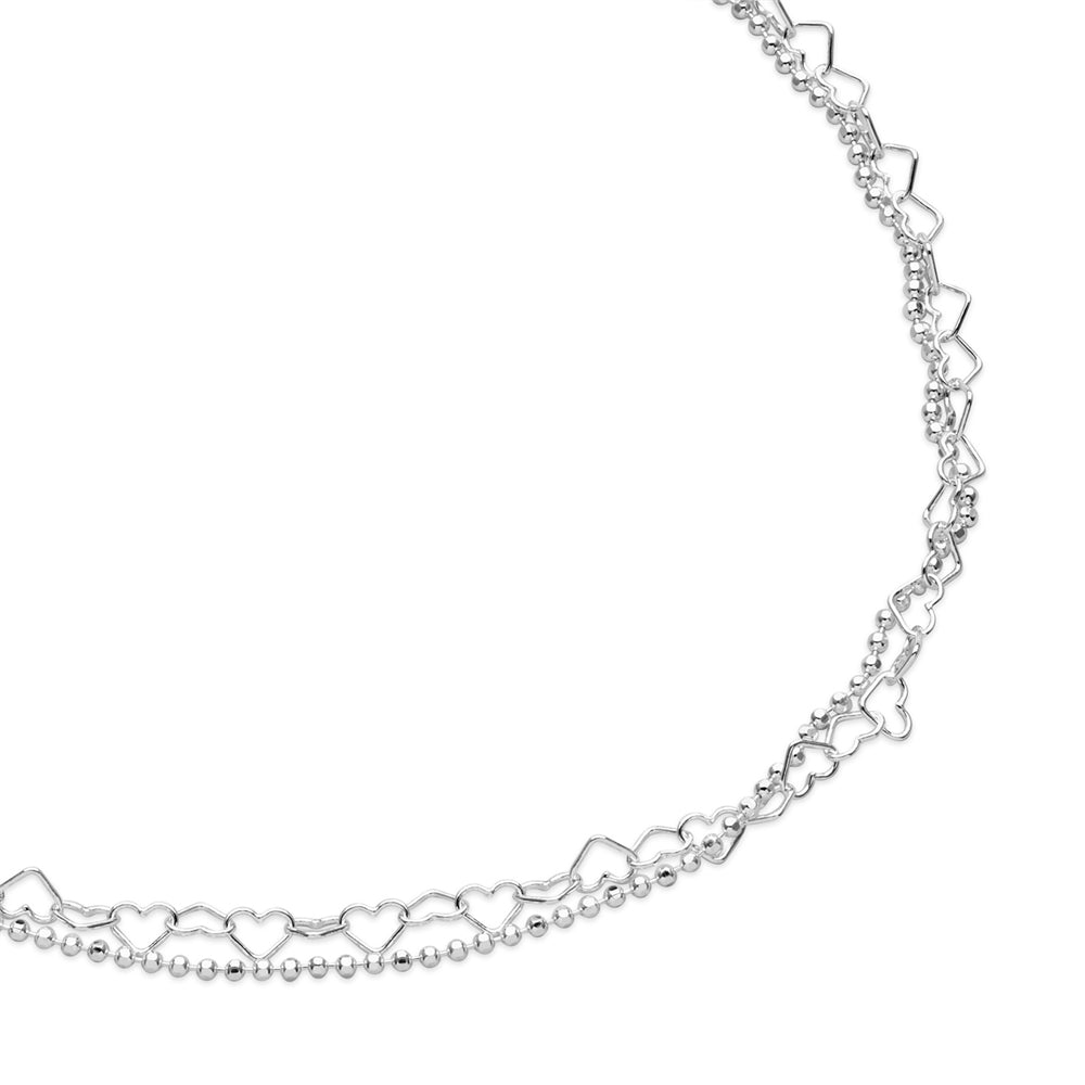 Argento Silver Heart Chain Anklet