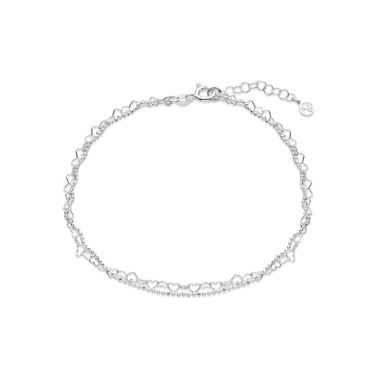 Argento Silver Heart Chain Anklet