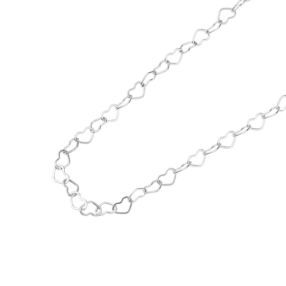 Argento Silver Heart Link Chain Necklace 