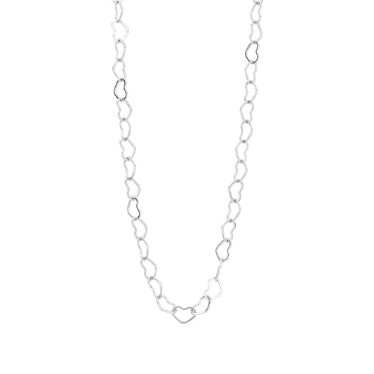 Argento Silver Heart Link Chain Necklace 