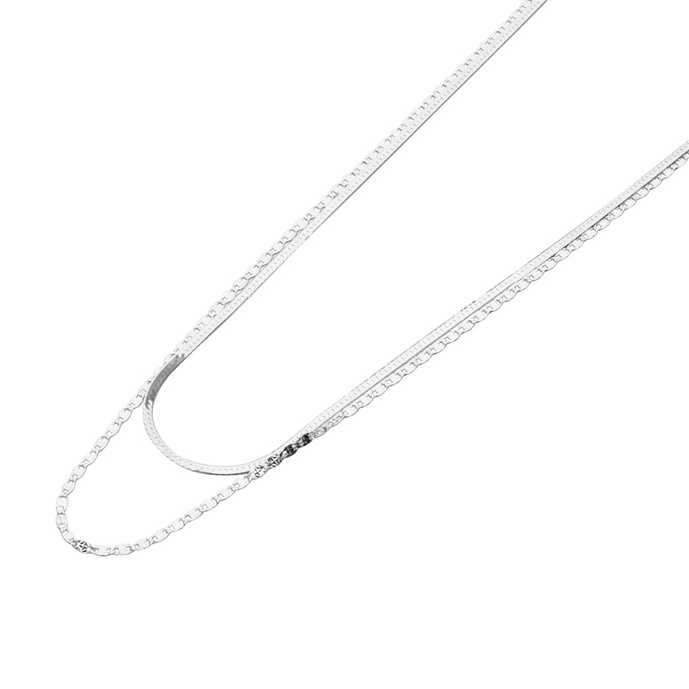 Argento Silver Layered Flat Snake Necklace