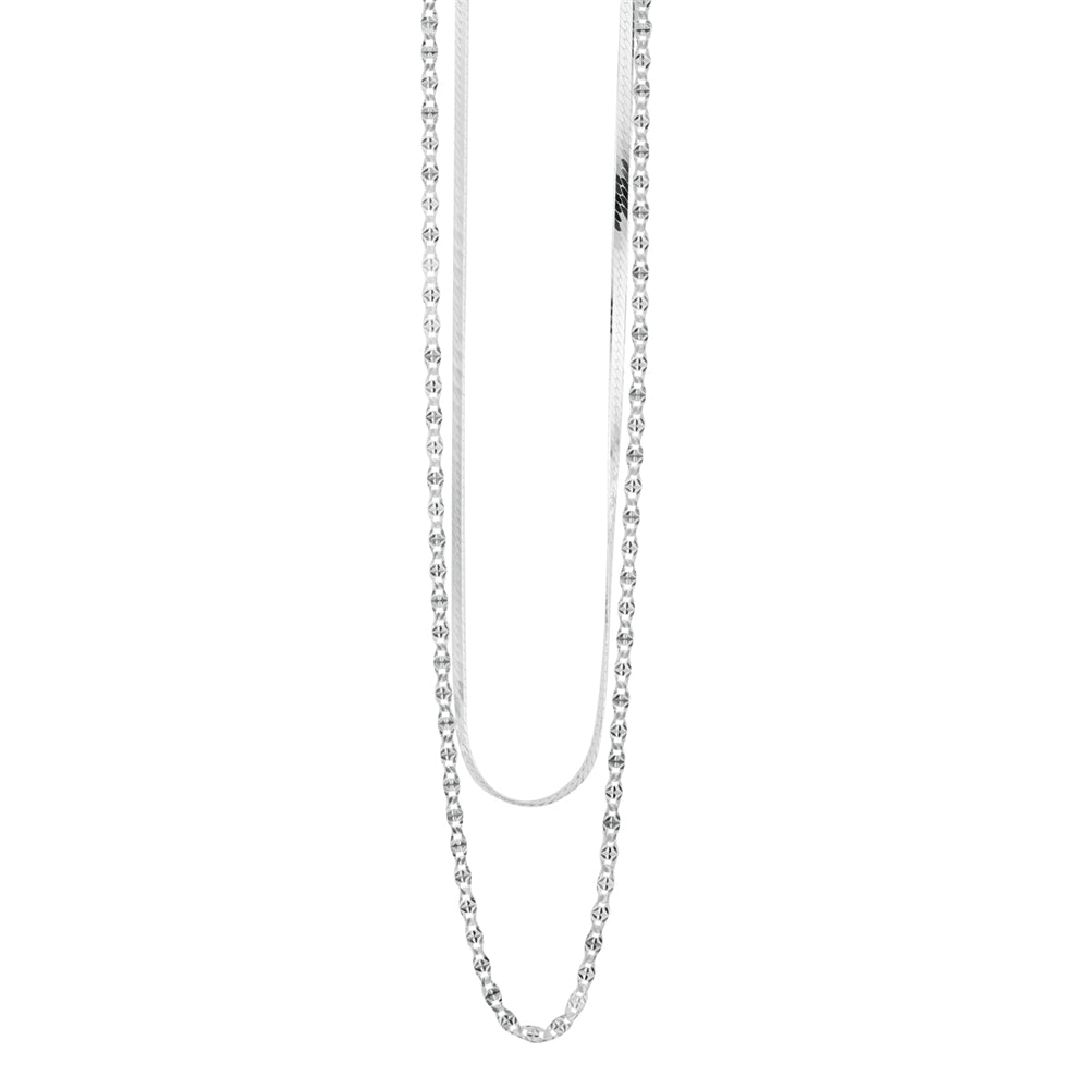 Argento Silver Layered Flat Snake Necklace