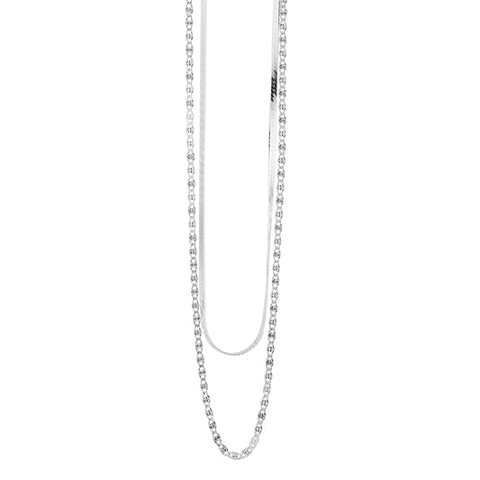 Argento Silver Layered Flat Snake Necklace