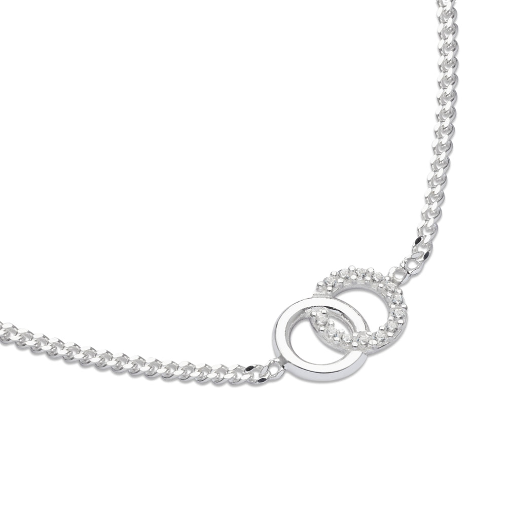 Argento Silver Linked CZ Circle Bracelet