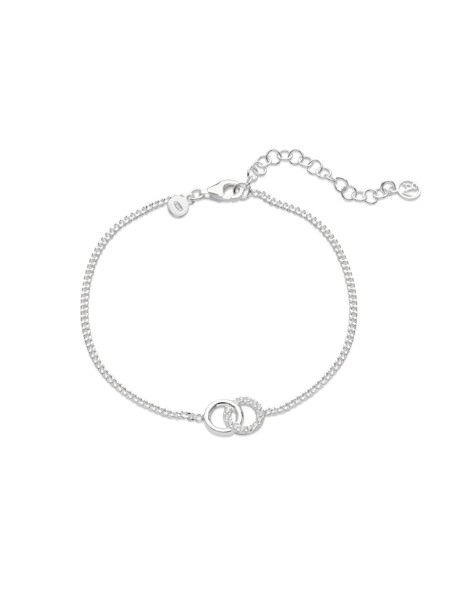 Argento Silver Linked CZ Circle Bracelet