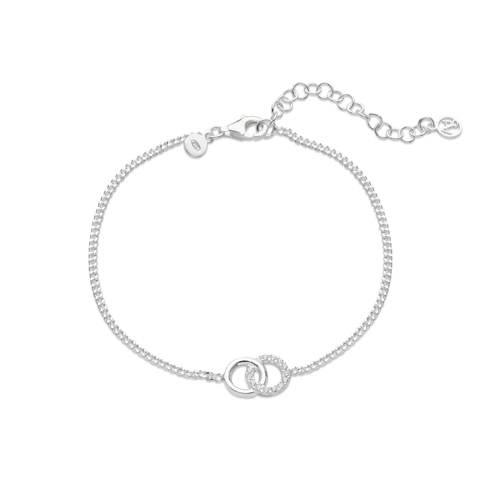 Argento Silver Linked CZ Circle Bracelet
