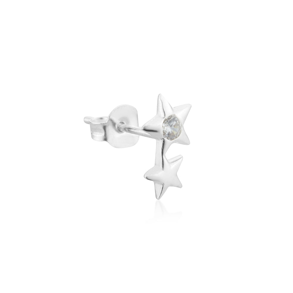 Argento Silver Star CZ Kids Stud Earrings