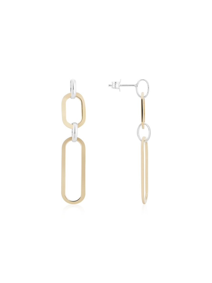 Argento Silver Two Toned Drop Earrings 