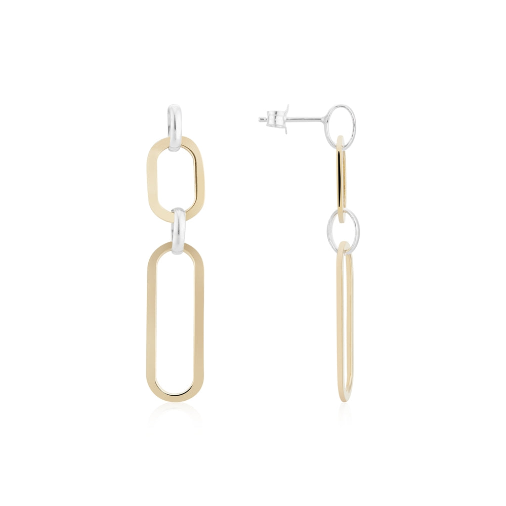 Argento Silver Two Toned Drop Earrings 