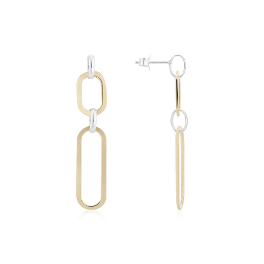 Argento Silver Two Toned Drop Earrings 