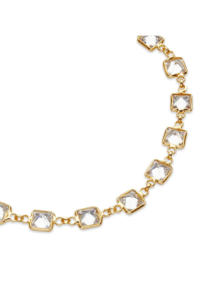 Argento Gold Square Solitaire Link Bracelet