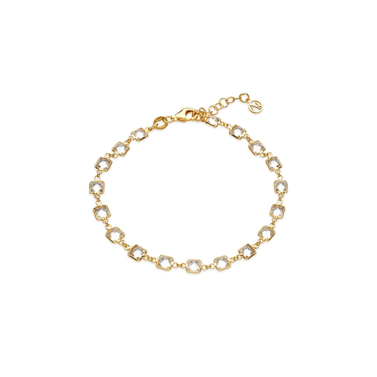 Argento Gold Square Solitaire Link Bracelet