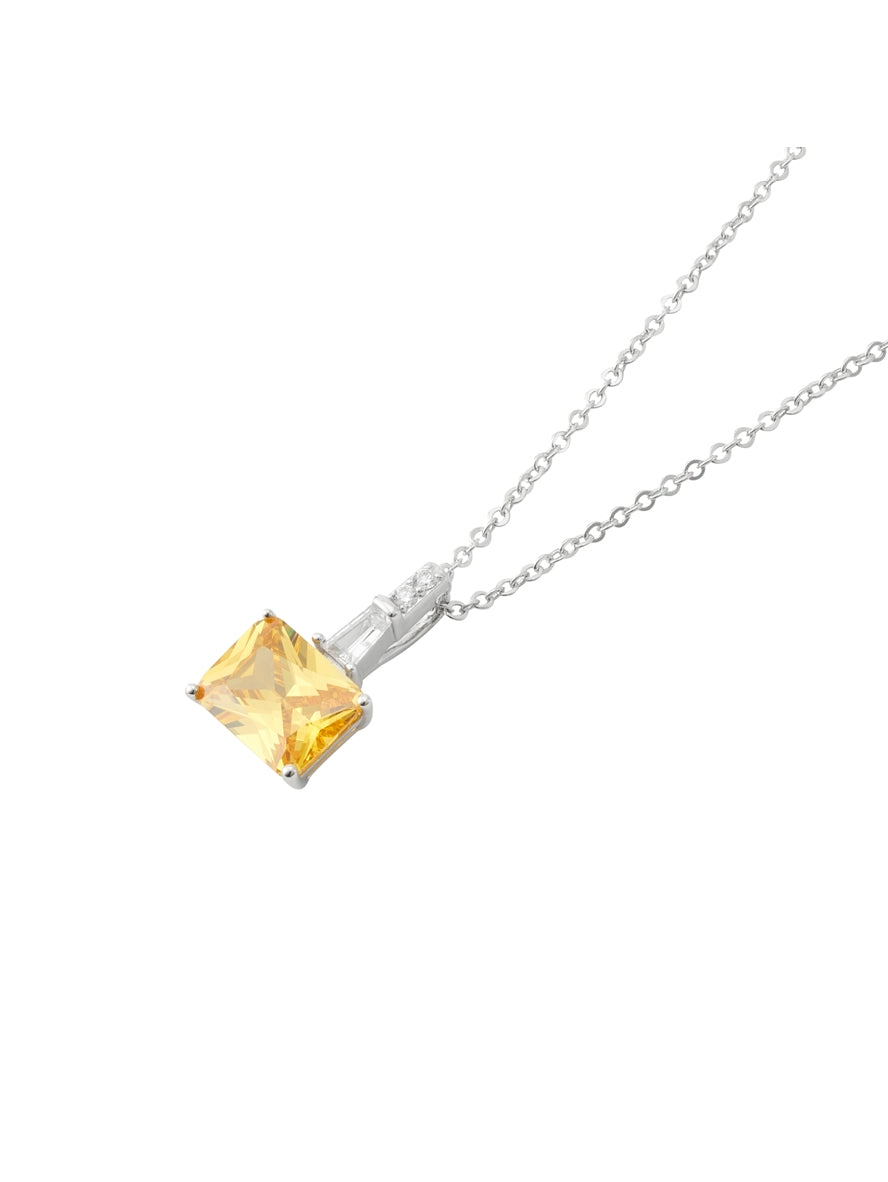 Argento Silver and Yellow Solitaire Necklace