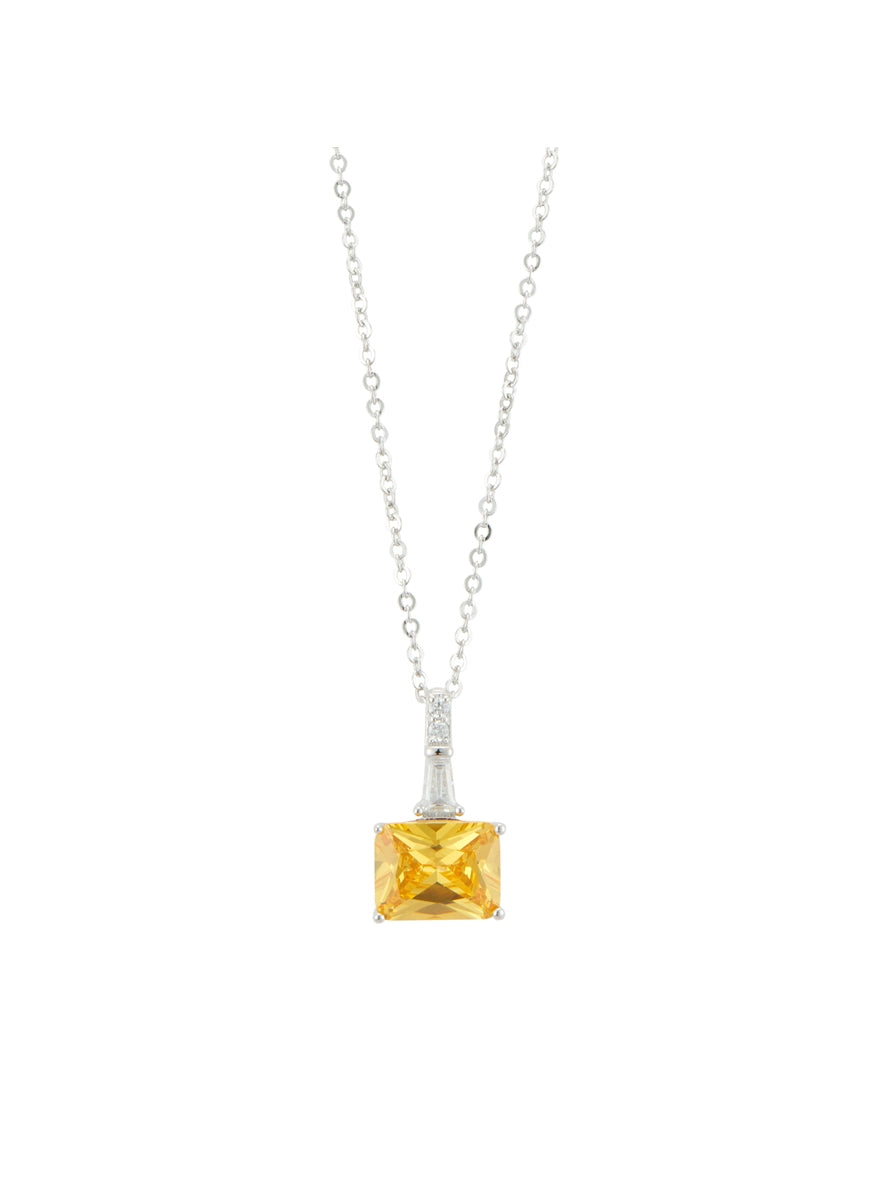 Argento Silver and Yellow Solitaire Necklace