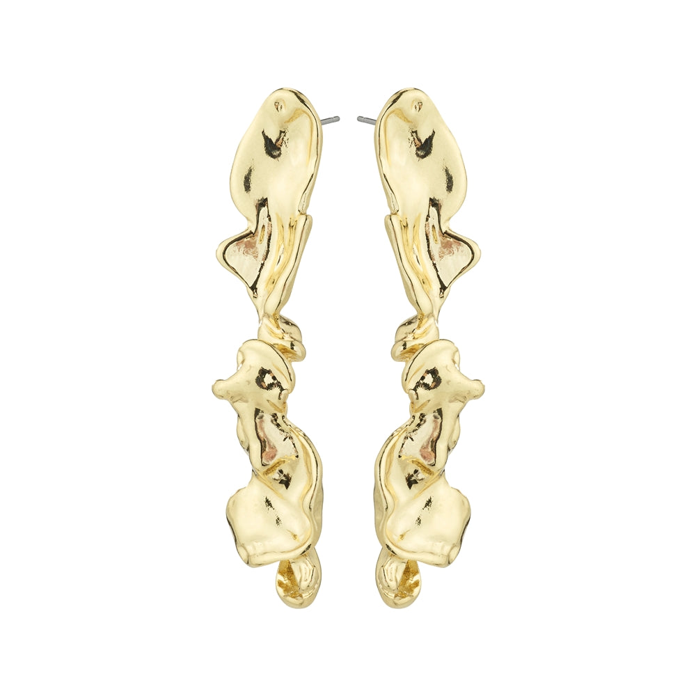 Pilgrim Gold Plated Pulse Hammered Statement  Earrings