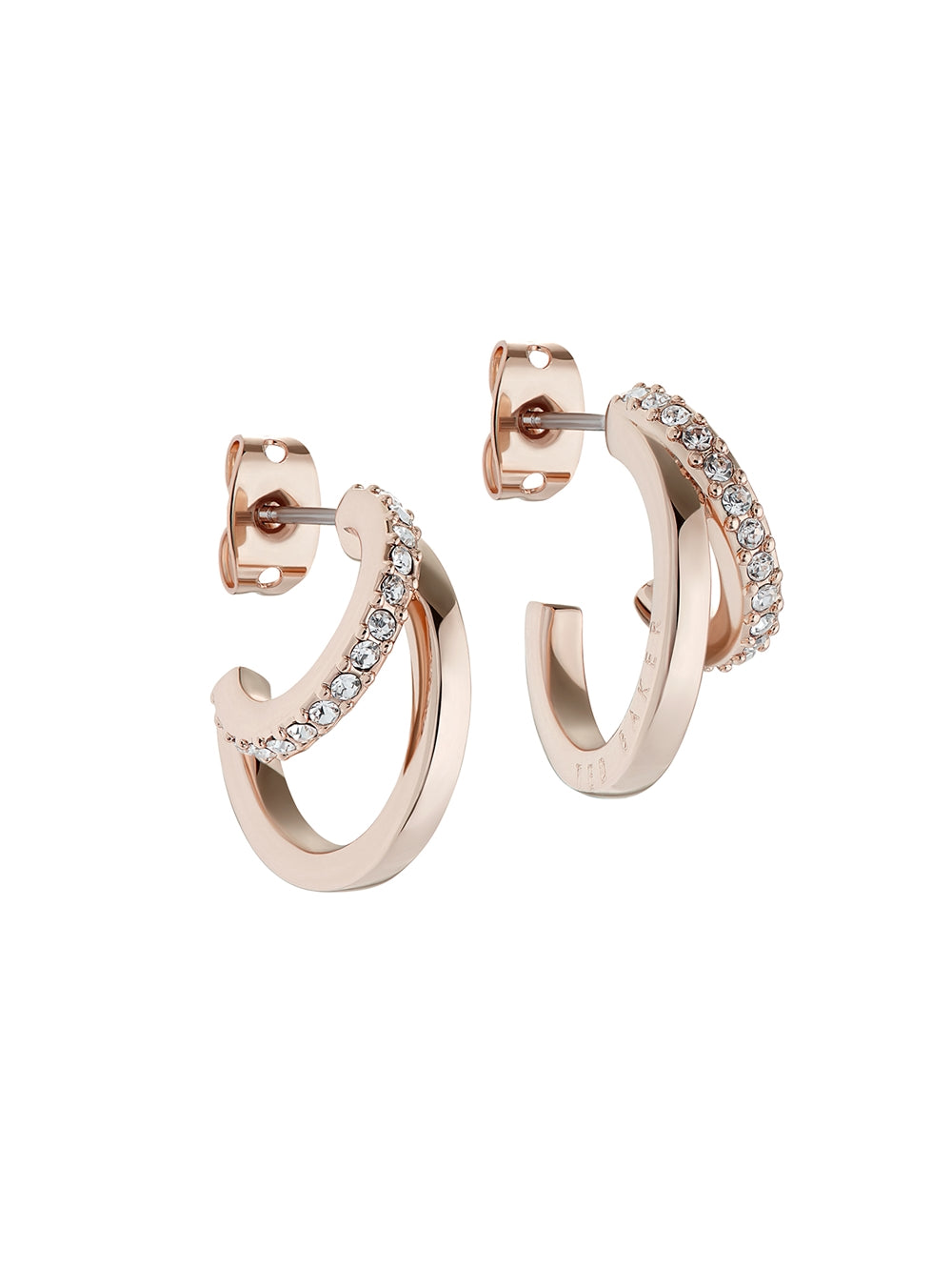 Ted Baker Rose Gold Helias Crystal Double Hoop Earrings