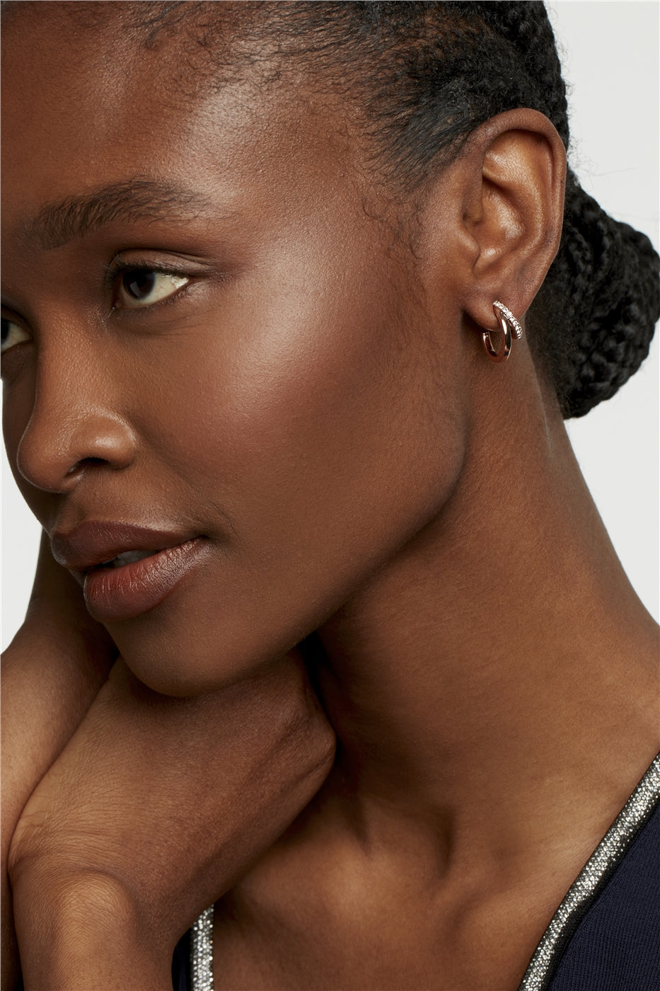 Ted Baker Rose Gold Helias Crystal Double Hoop Earrings
