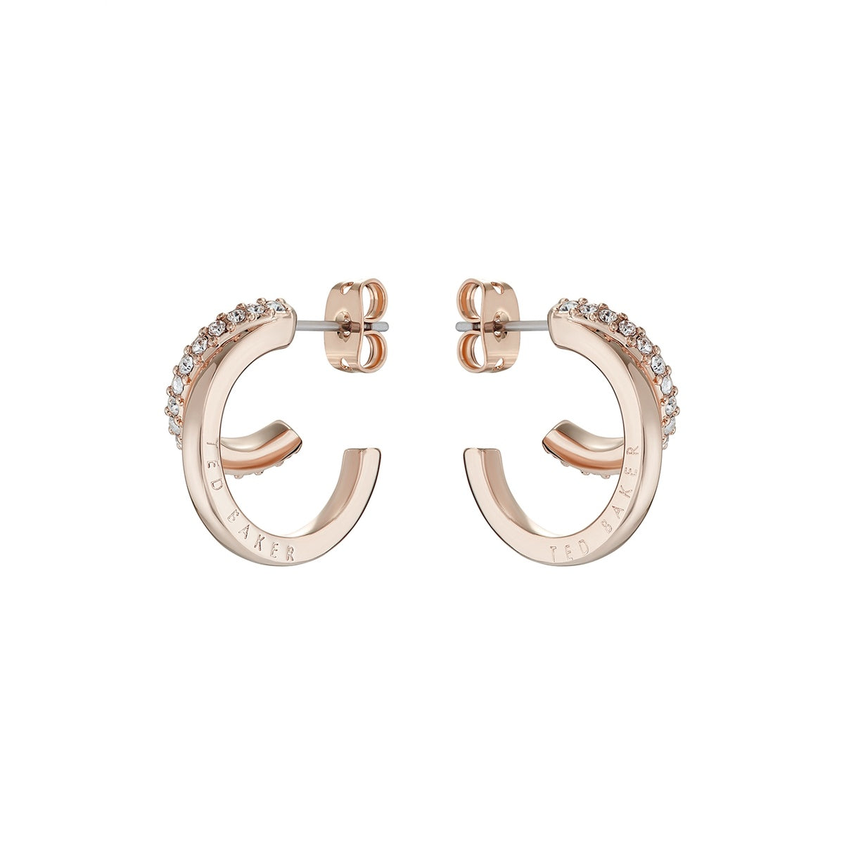 Ted Baker Rose Gold Helias Crystal Double Hoop Earrings