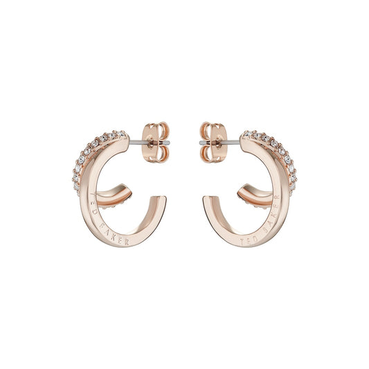 Ted Baker Rose Gold Helias Crystal Double Hoop Earrings