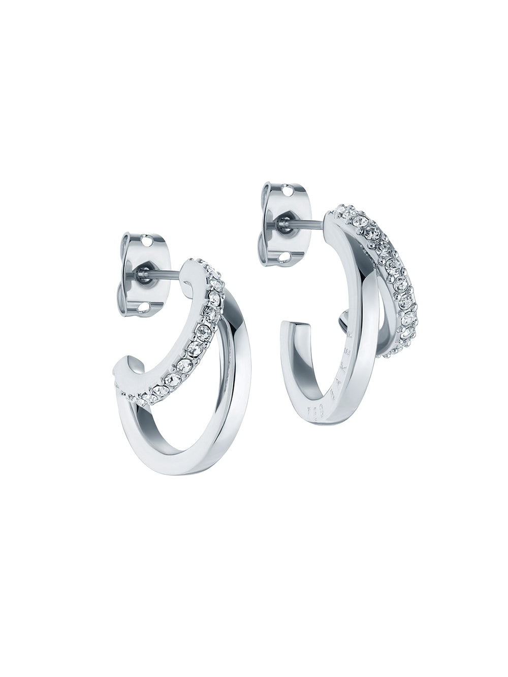 Ted Baker Silver Helias Crystal Double Hoop Earrings
