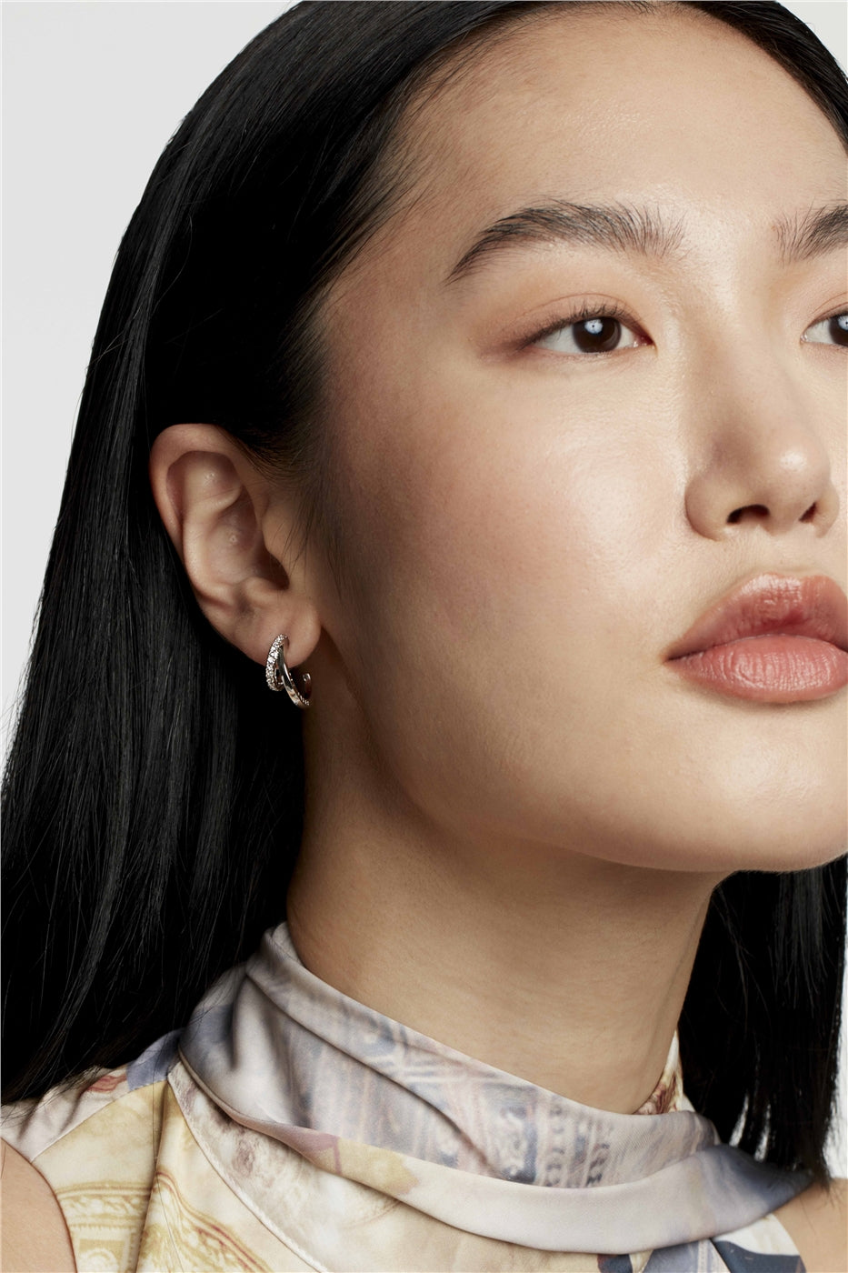 Ted Baker Silver Helias Crystal Double Hoop Earrings