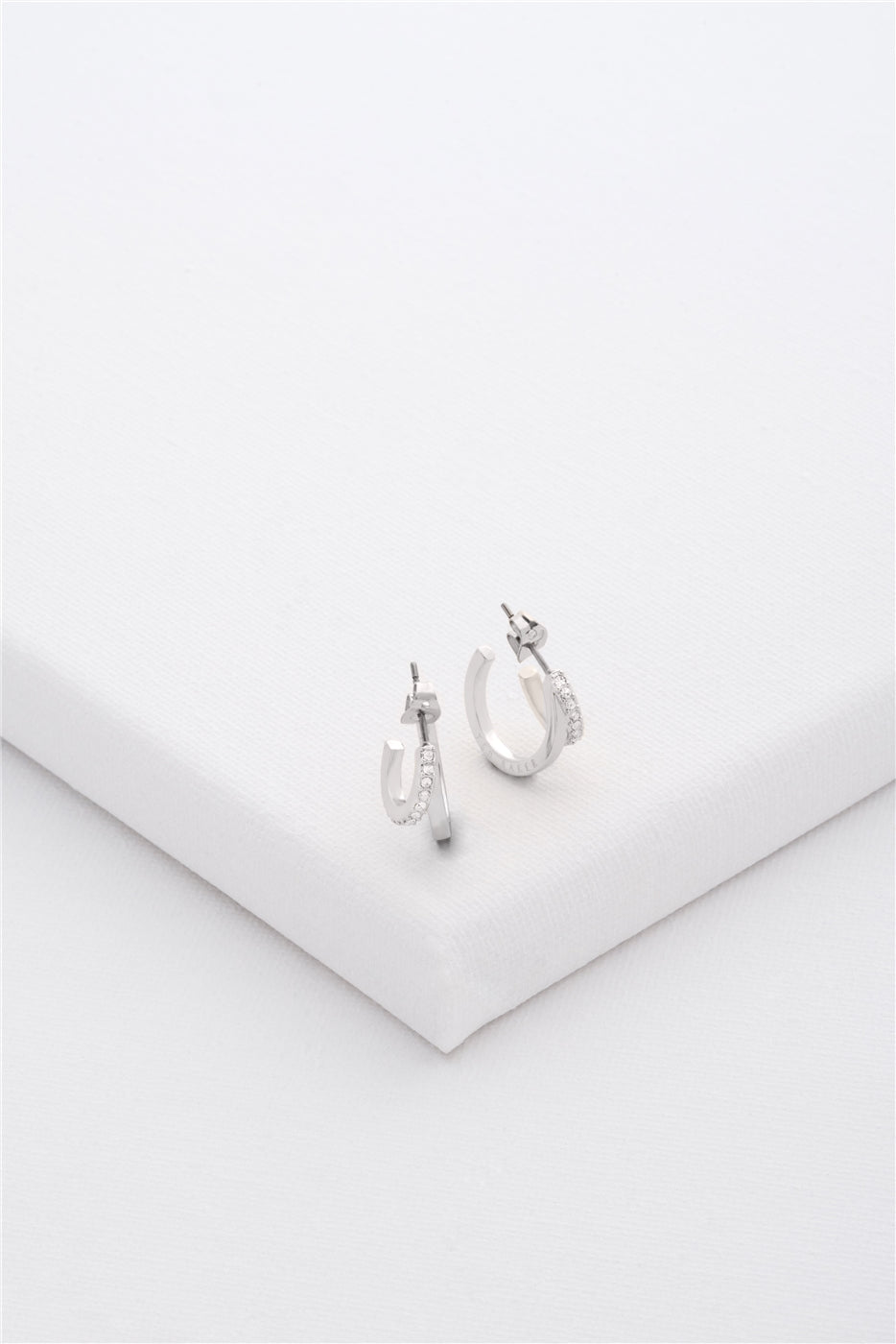 Ted Baker Silver Helias Crystal Double Hoop Earrings