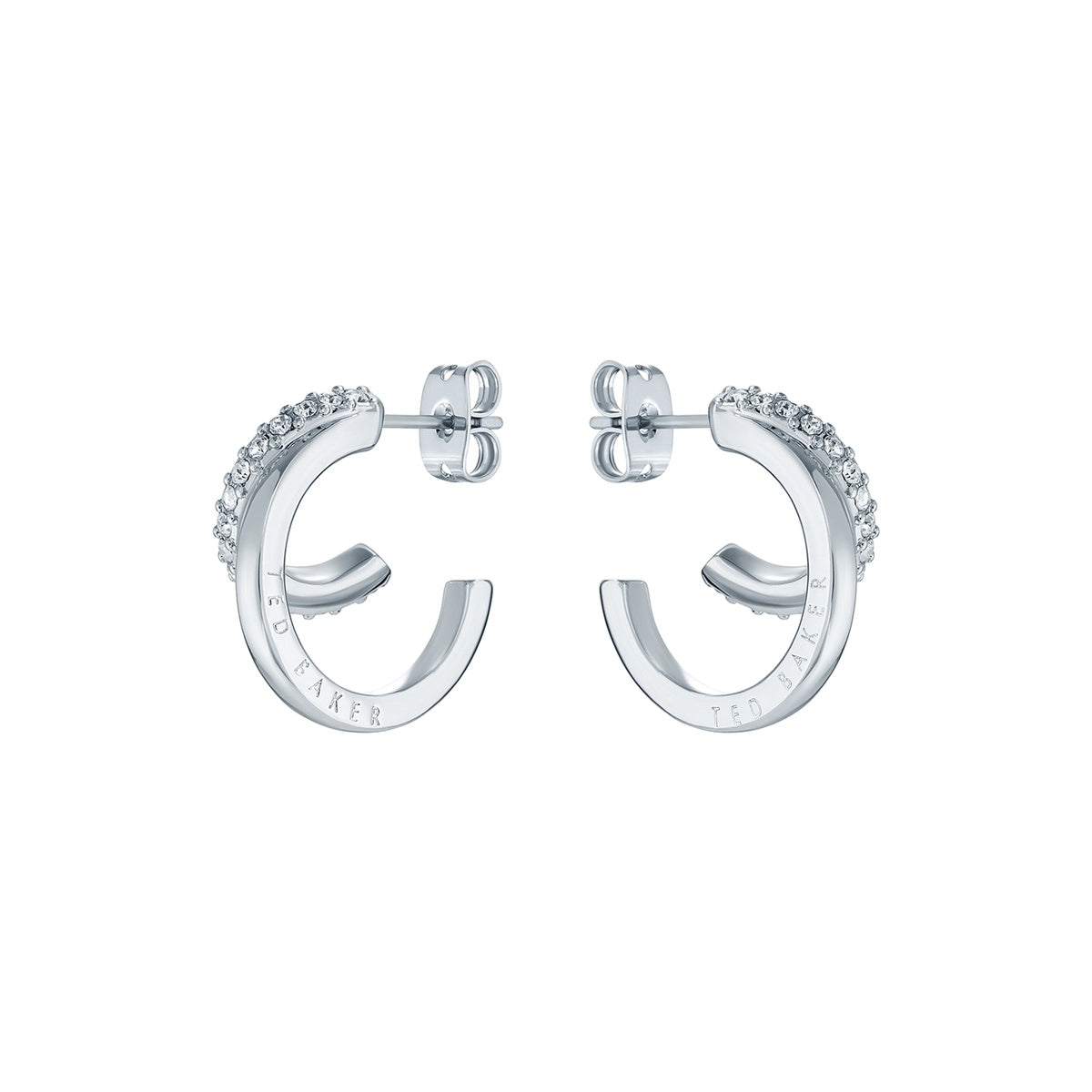 Ted Baker Silver Helias Crystal Double Hoop Earrings