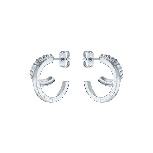 Ted Baker Silver Helias Crystal Double Hoop Earrings