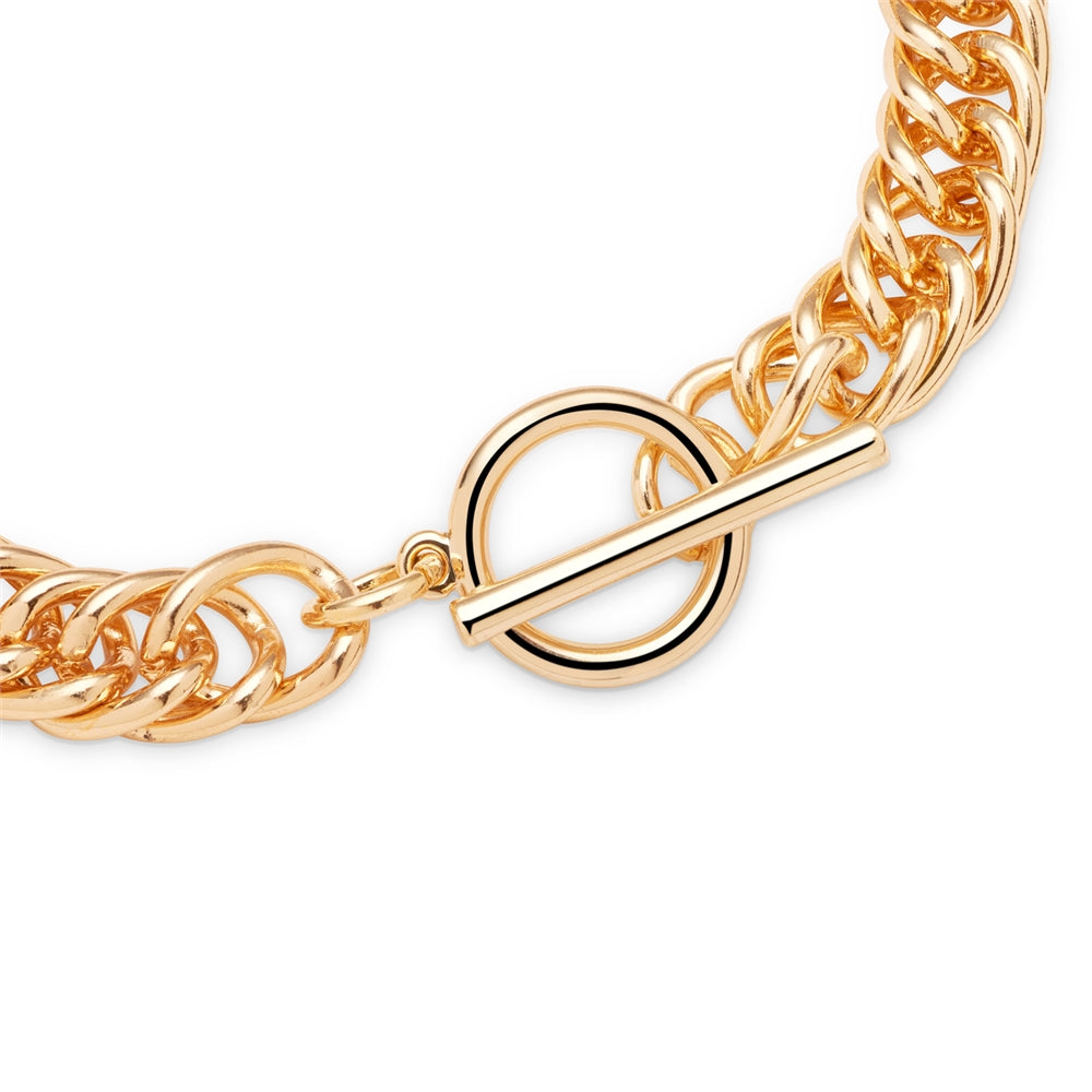 August Woods Gold Curb Chain T-Bar Bracelet