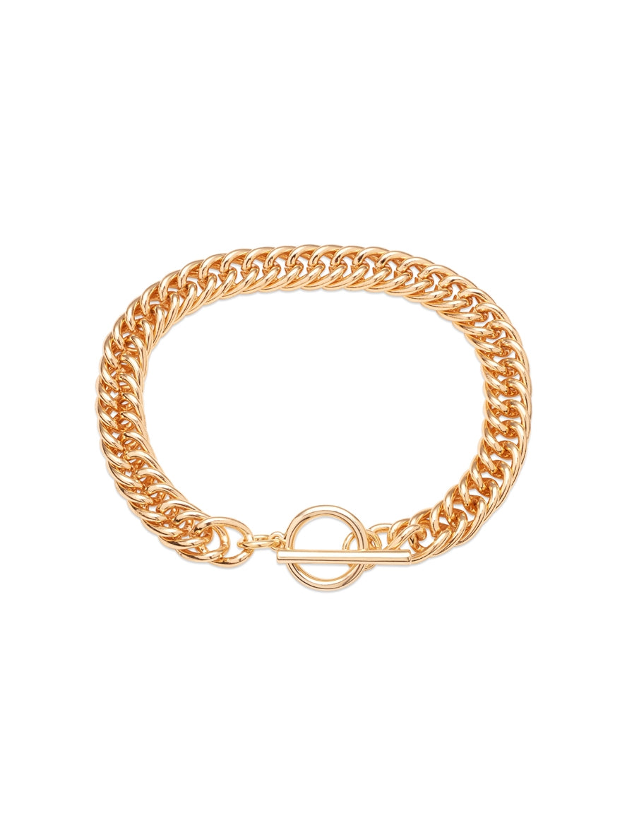 August Woods Gold Curb Chain T-Bar Bracelet