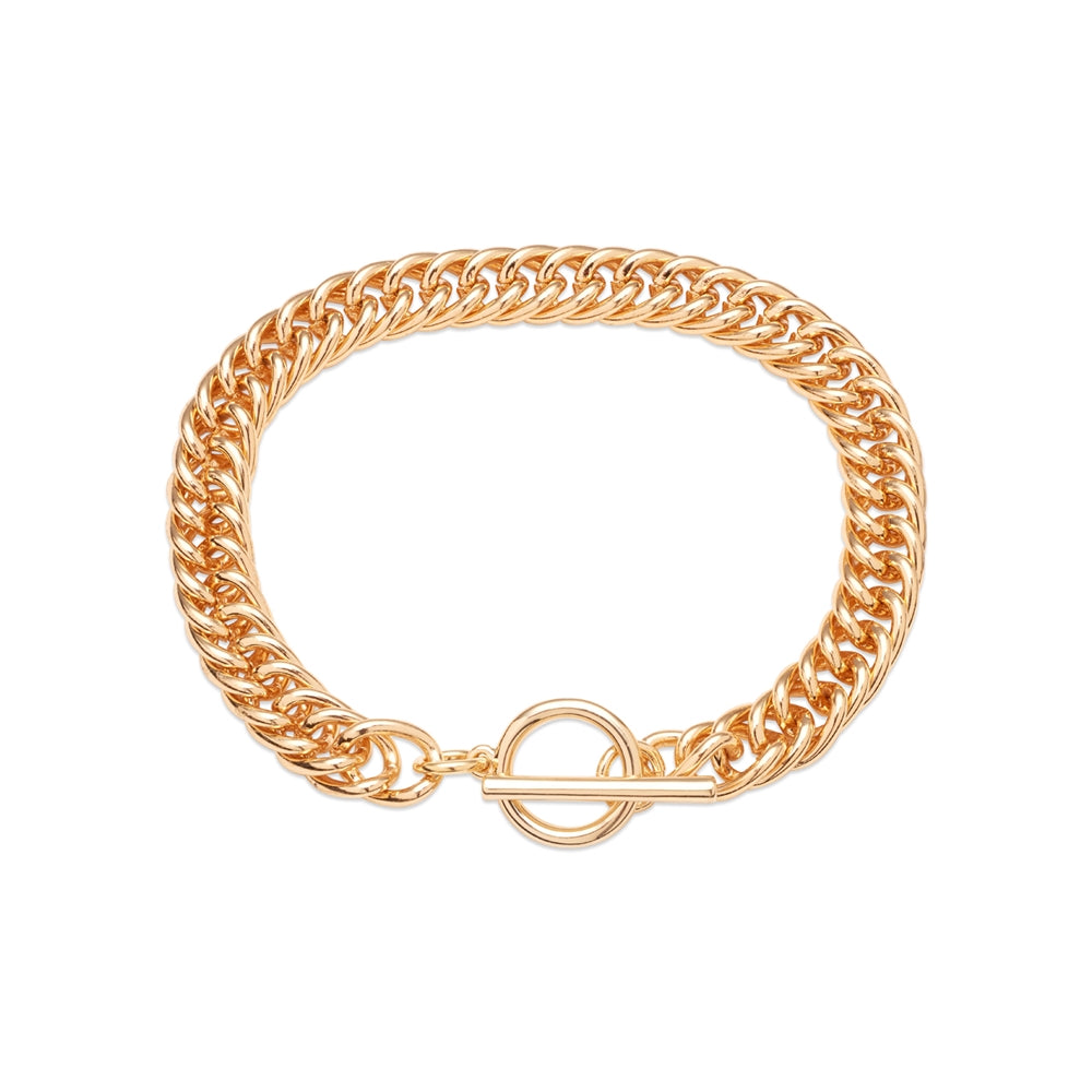 August Woods Gold Curb Chain T-Bar Bracelet