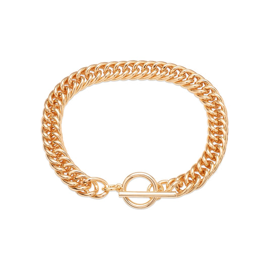 August Woods Gold Curb Chain T-Bar Bracelet