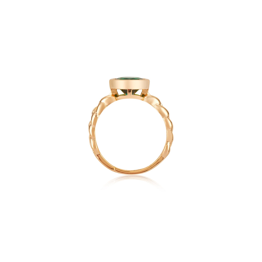 August Woods Gold Green Circle Adjustable Ring