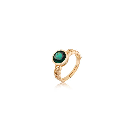 August Woods Gold Green Circle Adjustable Ring