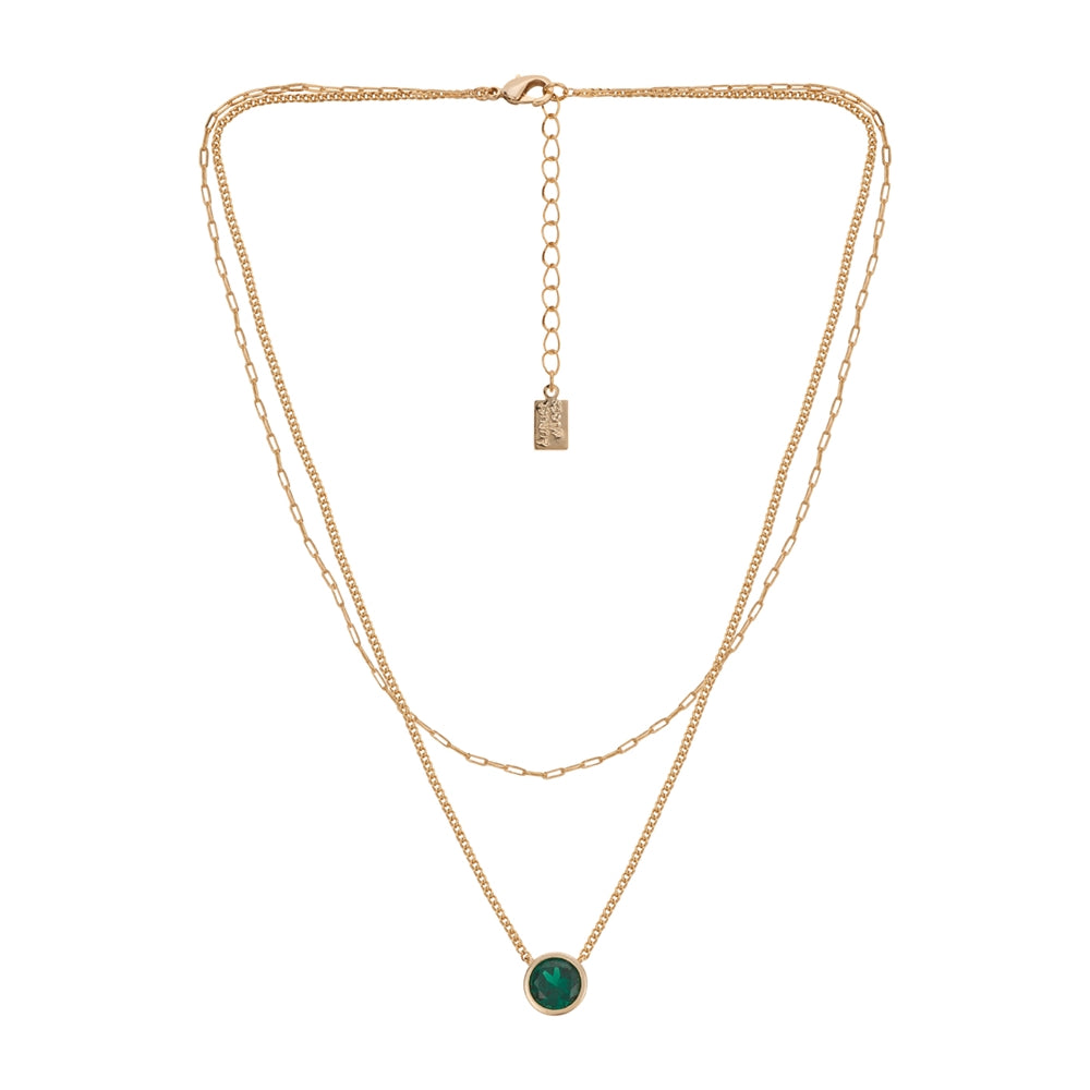 August Woods Gold Green Circle Layered Necklace
